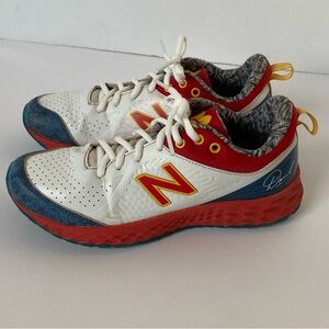 New Balance David Sunflower Seeds Turf Shoes Size 8 Womens Colab White Red Blue